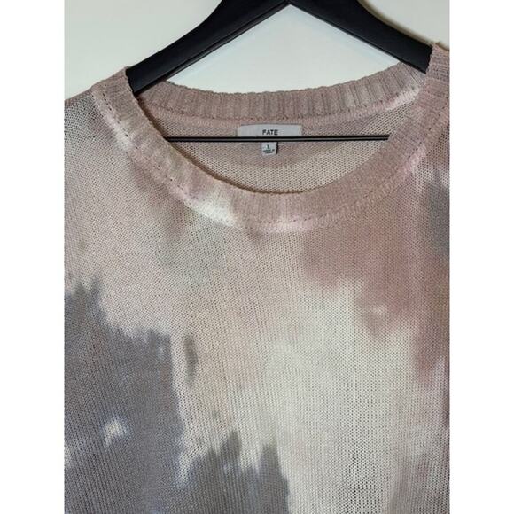 Fate Tie Dye Pink Grey Pullover Sheer Sweater Size Large - Picture 3 of 5